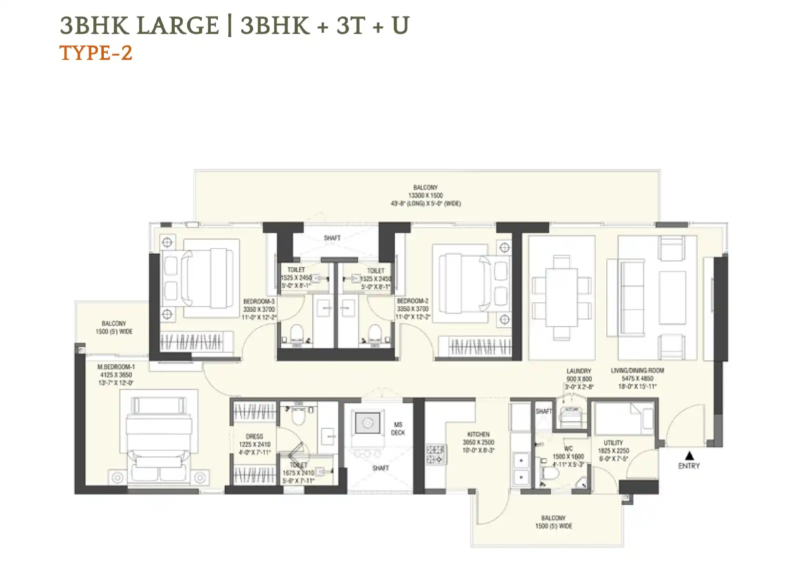 Emaar Serenity Hills 4 BHK floor plan layout 2800-2900 sqft Sector 86