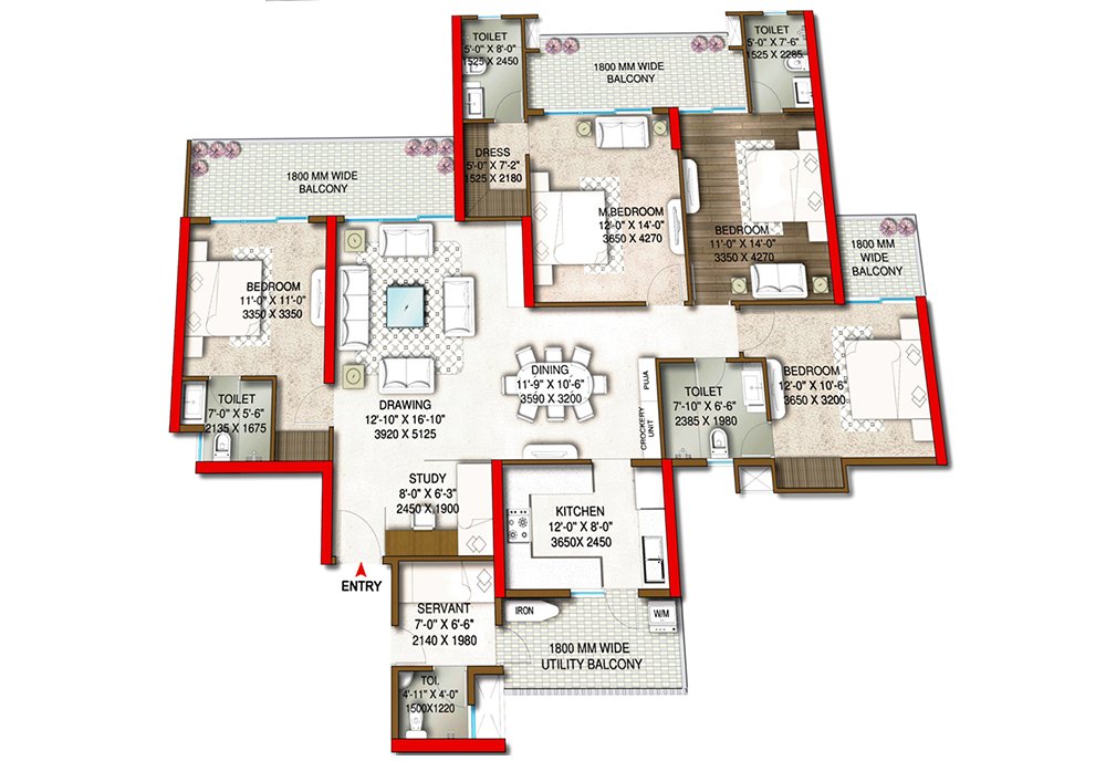 4.5 BHK floor plan