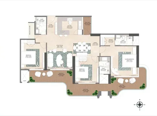 ORYZA 3 BHK Type 1 Floor Plan - 2350 sq.ft.