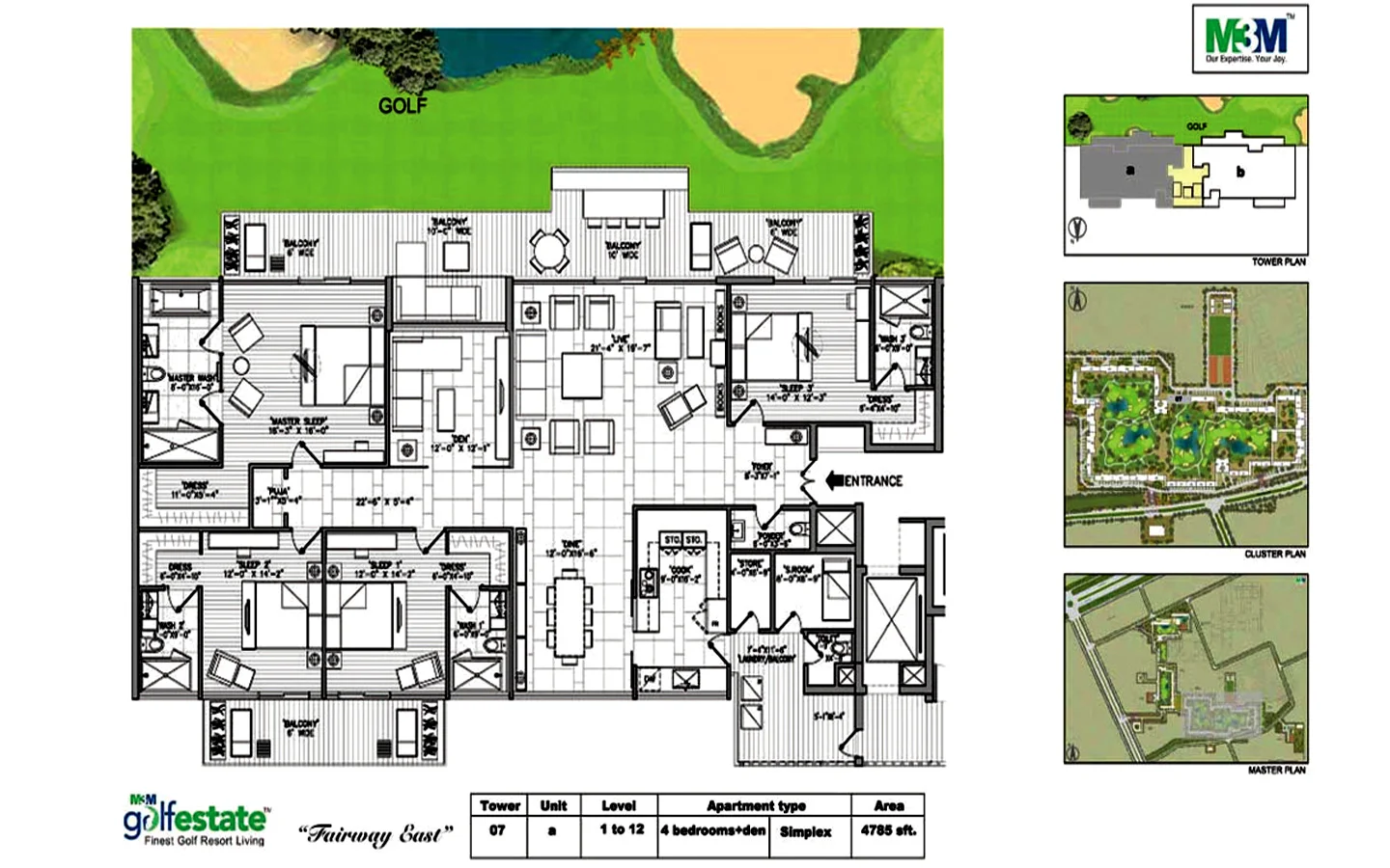 M3M Golf Estate 4.5 BHK floor plan layout 3800-5000 sqft Sector 65
