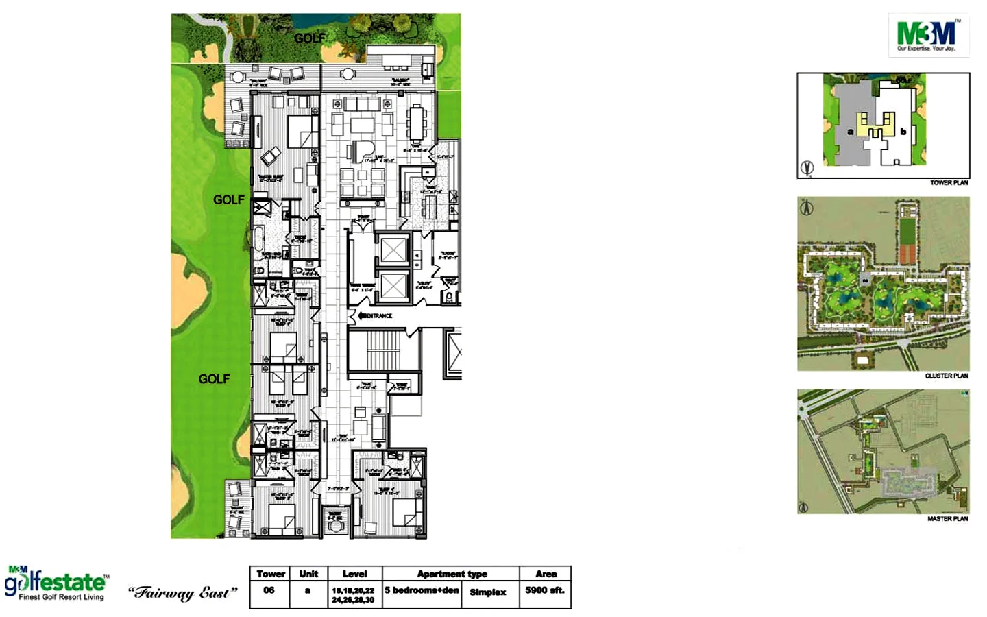 M3M Golf Estate 5 BHK/Duplex floor plan layout 5400-9000 sqft Sector 65