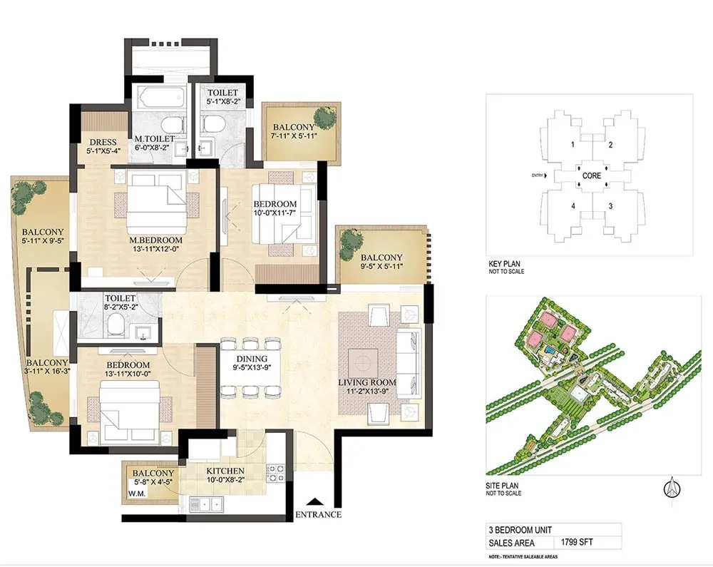 DLF Primus 3 BHK Type A floor plan 1818 sqft Golf Course Road